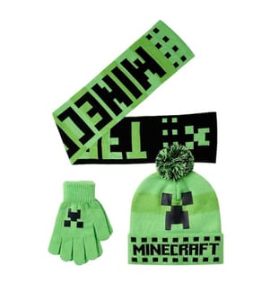 Minecraft - Ensembles bonnets, gants et écharpes motif Creeper - Garçon
