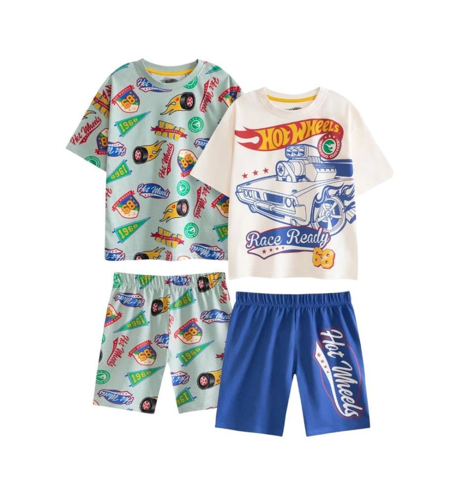 Hot Wheels Boys Retro Badge Short-Sleeved Short Pyjama Set (Pack of 2)