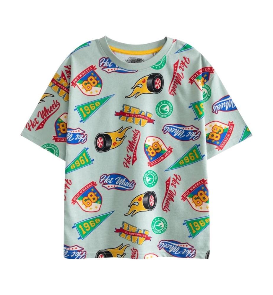 Hot Wheels Boys Retro Badge Short-Sleeved Short Pyjama Set (Pack of 2)