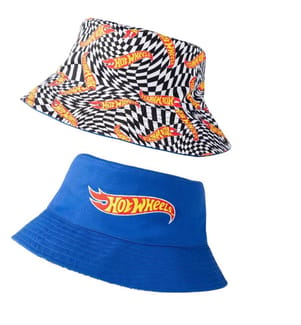Hot Wheels Mens Checkerboard Logo Reversible Bucket Hat