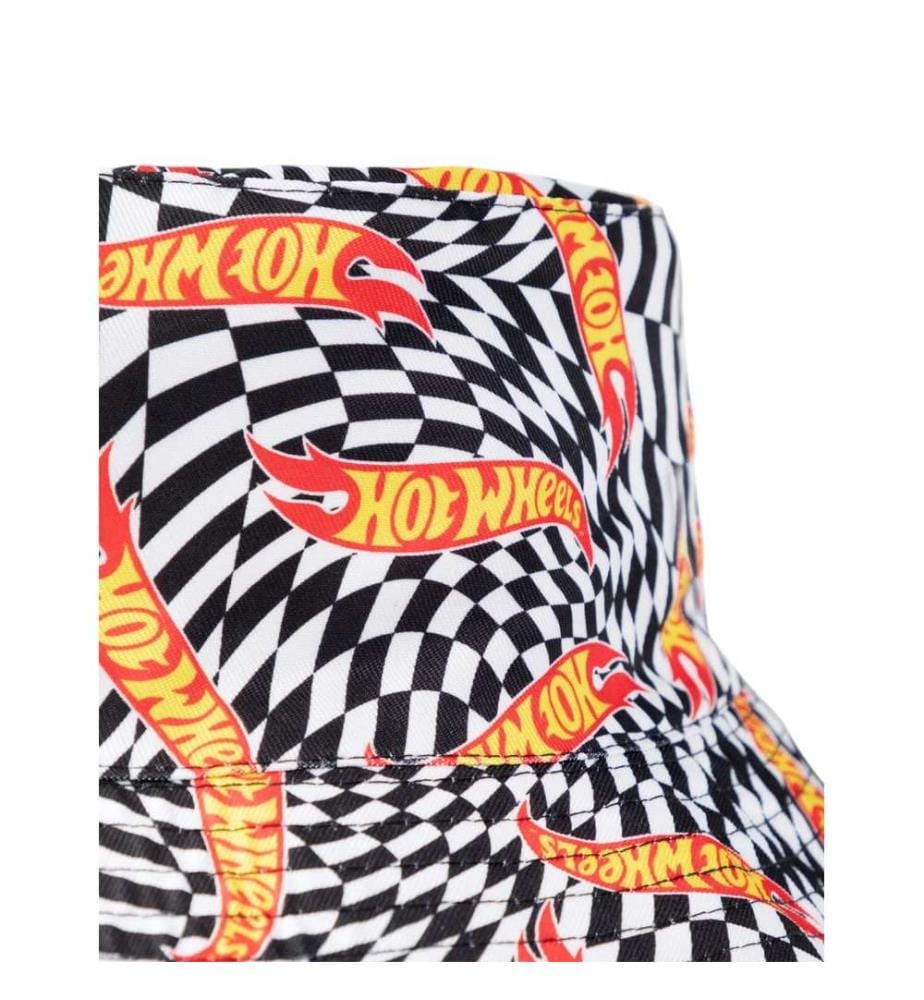 Hot Wheels Mens Checkerboard Logo Reversible Bucket Hat