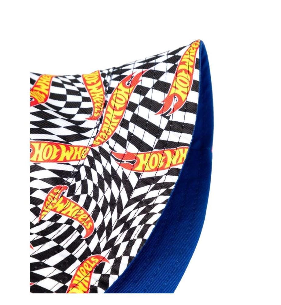 Hot Wheels Mens Checkerboard Logo Reversible Bucket Hat
