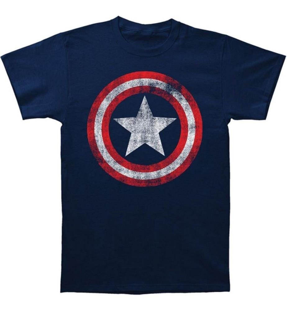 Captain America Unisex Adult Distressed Shield Cotton T-Shirt