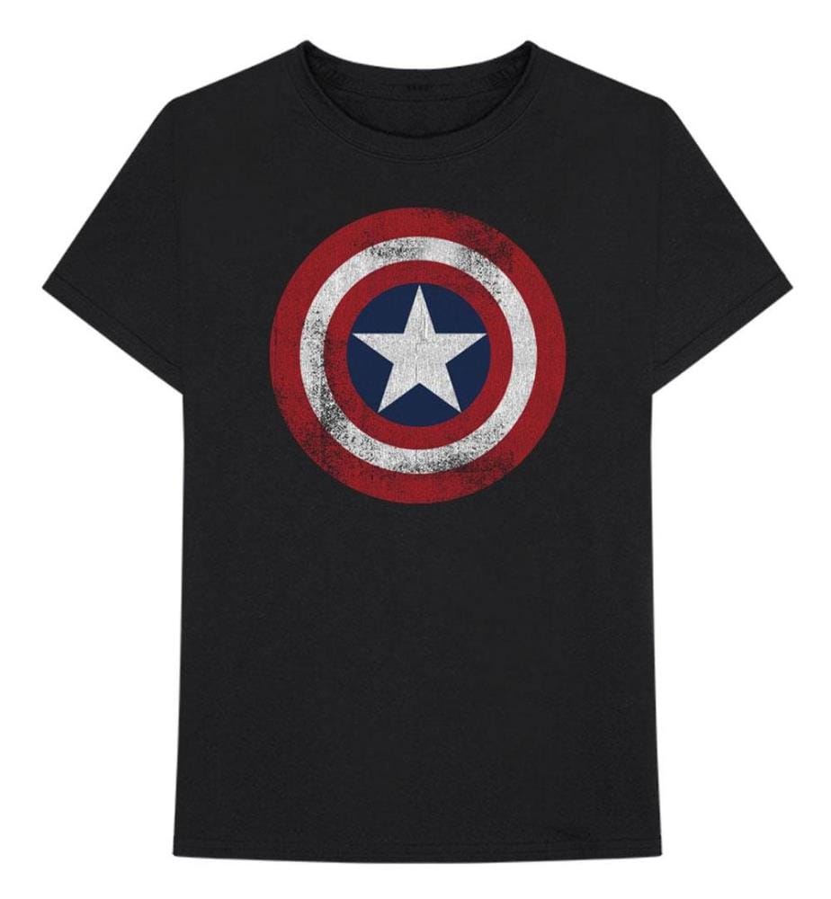 Captain America Unisex Adult Distressed Shield Cotton T-Shirt
