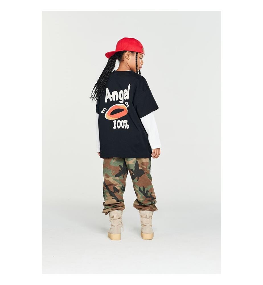 T-Shirt mit „Angel Devil“-Motiv – Schwarz