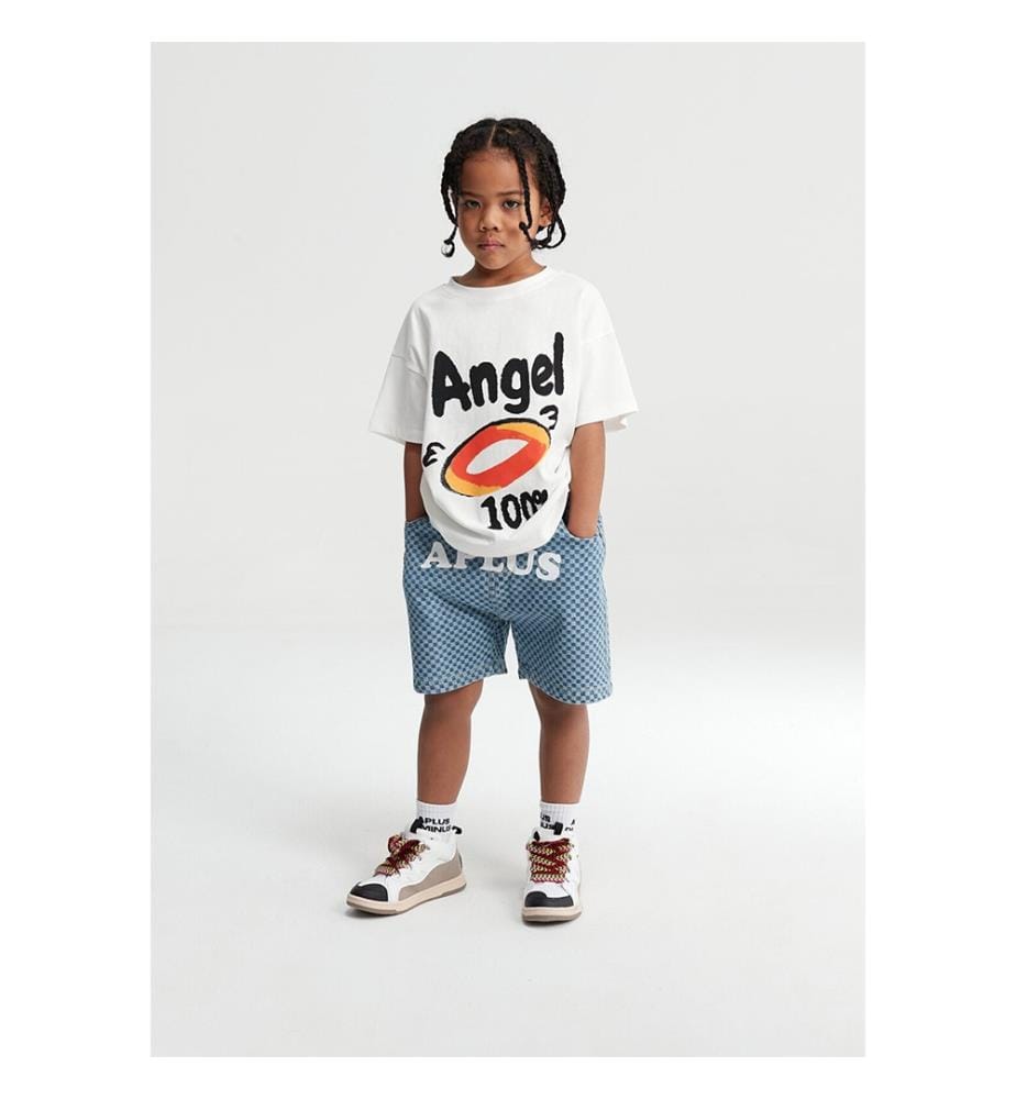 T-Shirt mit „Angel Devil“-Motiv – Weiss