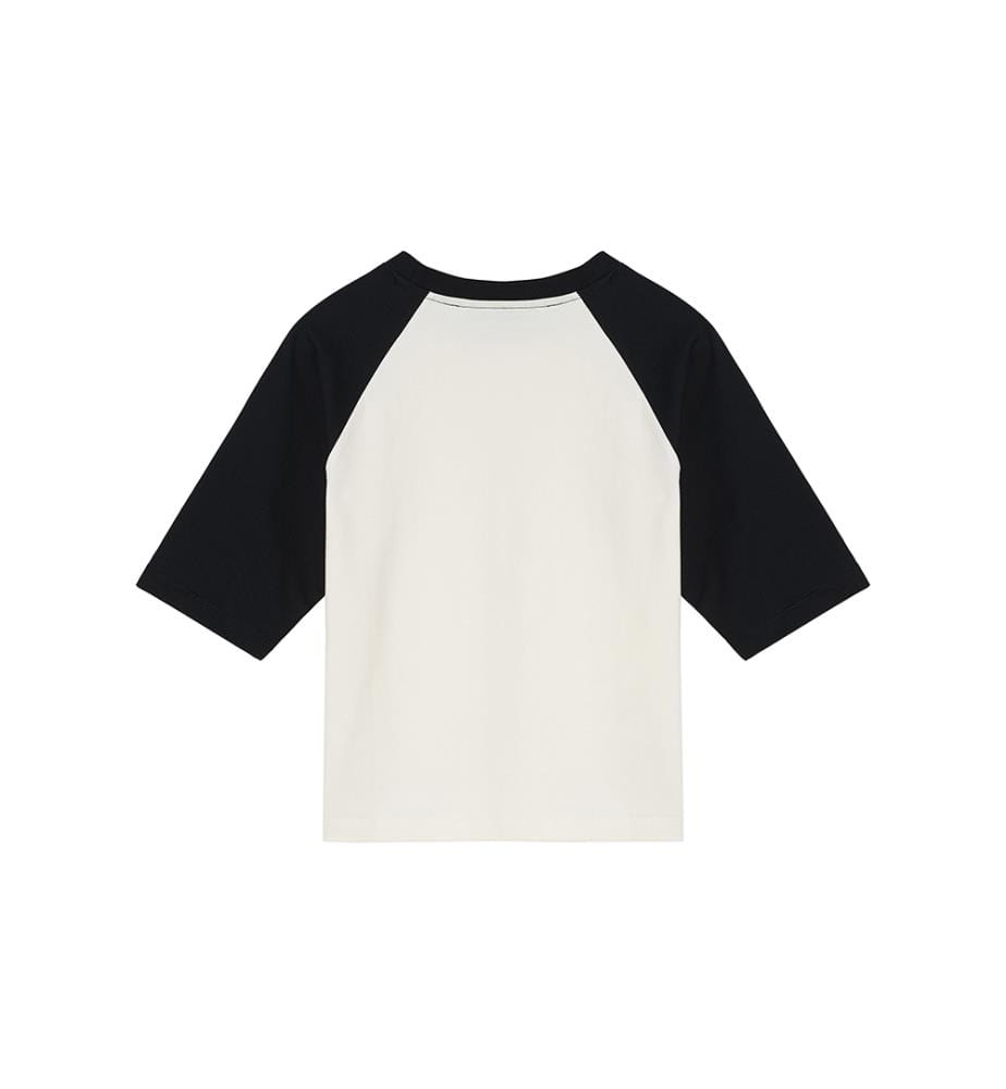 T-Shirt mit Raglan-Ärmeln und 3/4-Ärmeln – Weiss