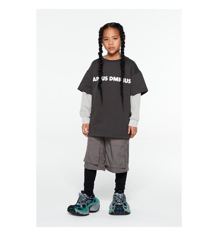 Fleece-T-Shirt mit kurzem Ärmel und Logo – Anthrazit