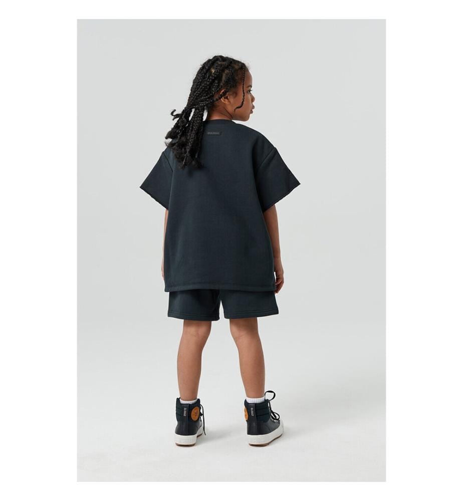 Double-Layer Zip-Up Short Sleeve Jacket - Black