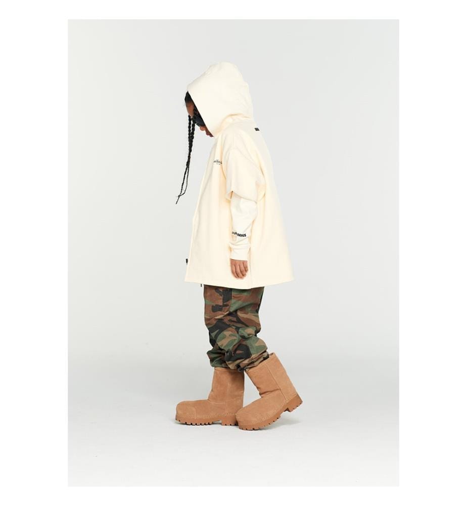 Double-Layer Zip-Up Short Sleeve Jacket - Cream
