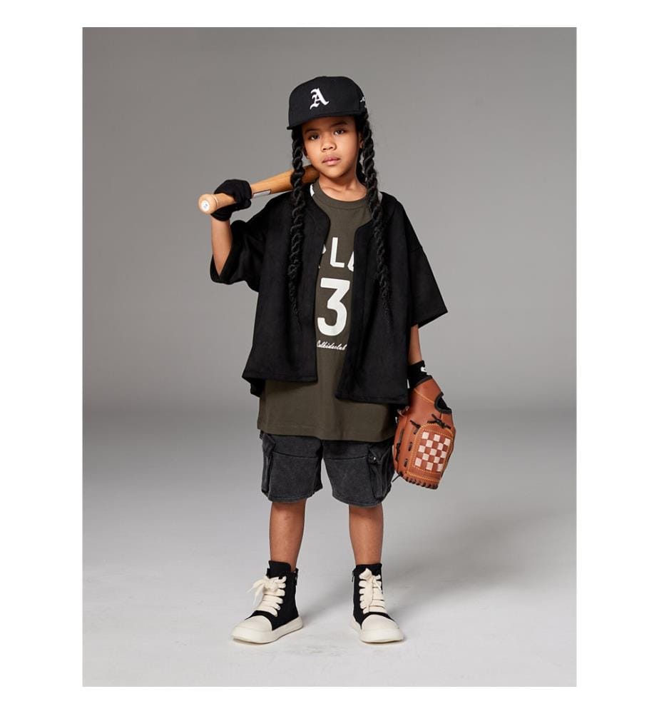 Baseball-Trikot aus Kunstwildleder – Schwarz