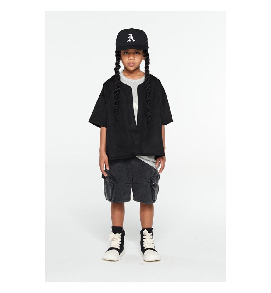 Baseball-Trikot aus Kunstwildleder – Schwarz
