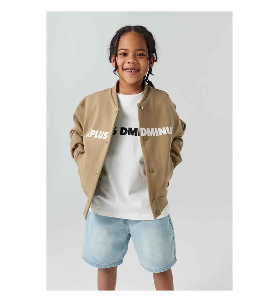 Baseballjacke aus Strick mit geteiltem Logo – Khaki