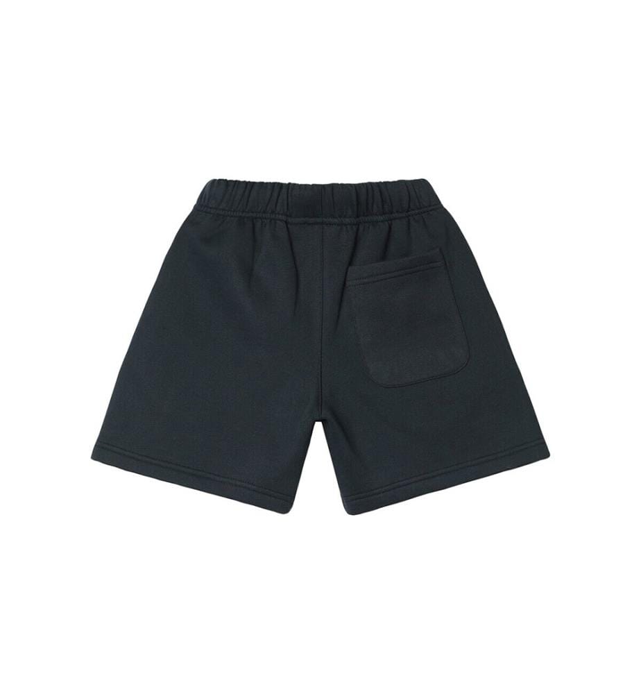 Fleece-Shorts mit Kordelzug und gestapeltem Logo – Schwarz