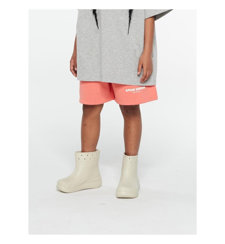 Stacked Logo Fleece Drawstring Shorts - Coral