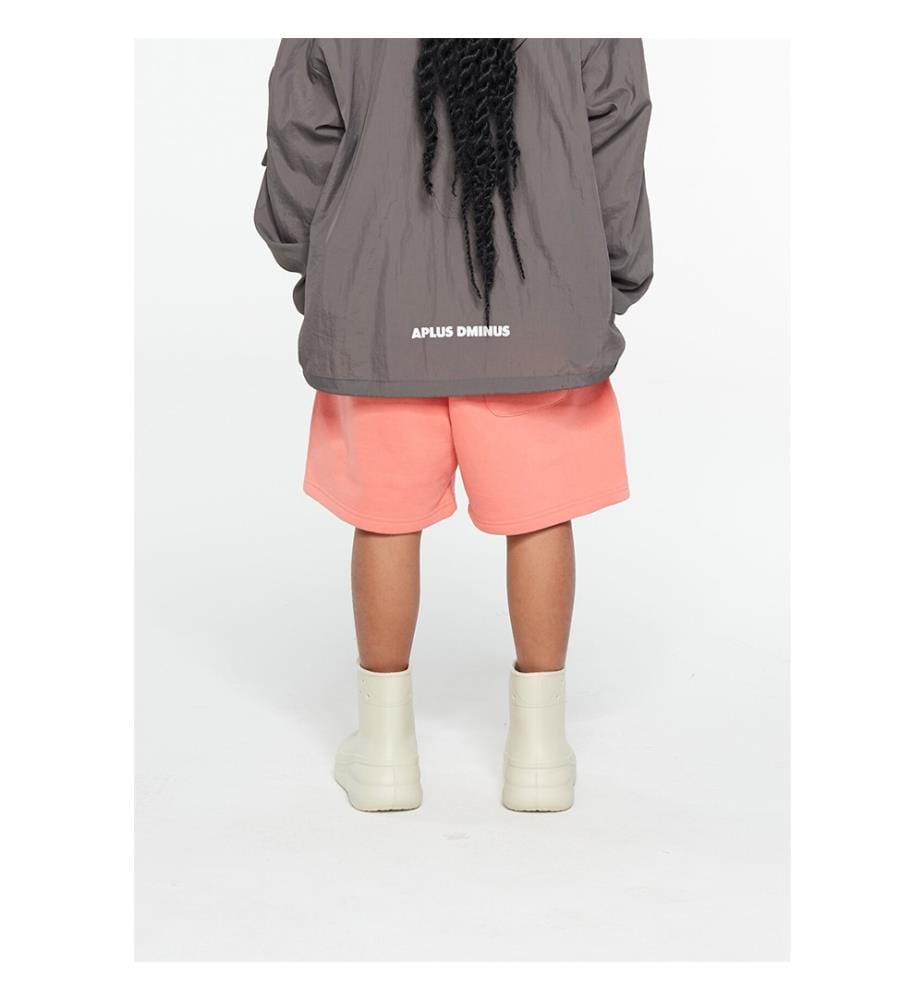 Stacked Logo Fleece Drawstring Shorts - Coral