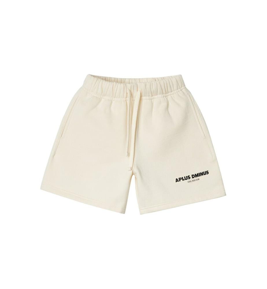Pantaloncini in felpa con logo sovrapposto e coulisse - Crema