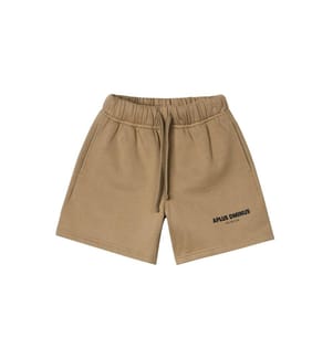 Fleece-Shorts mit Kordelzug und gestapeltem Logo – Khaki