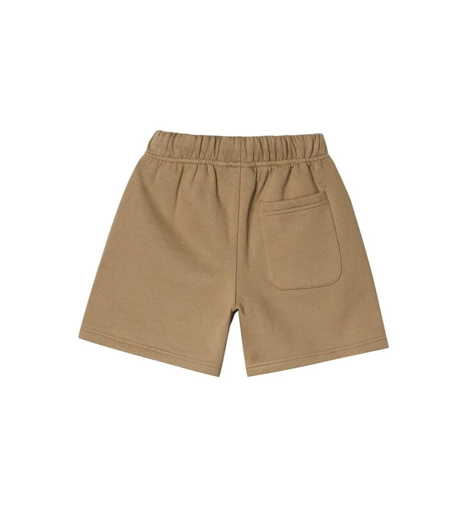 Fleece-Shorts mit Kordelzug und gestapeltem Logo – Khaki
