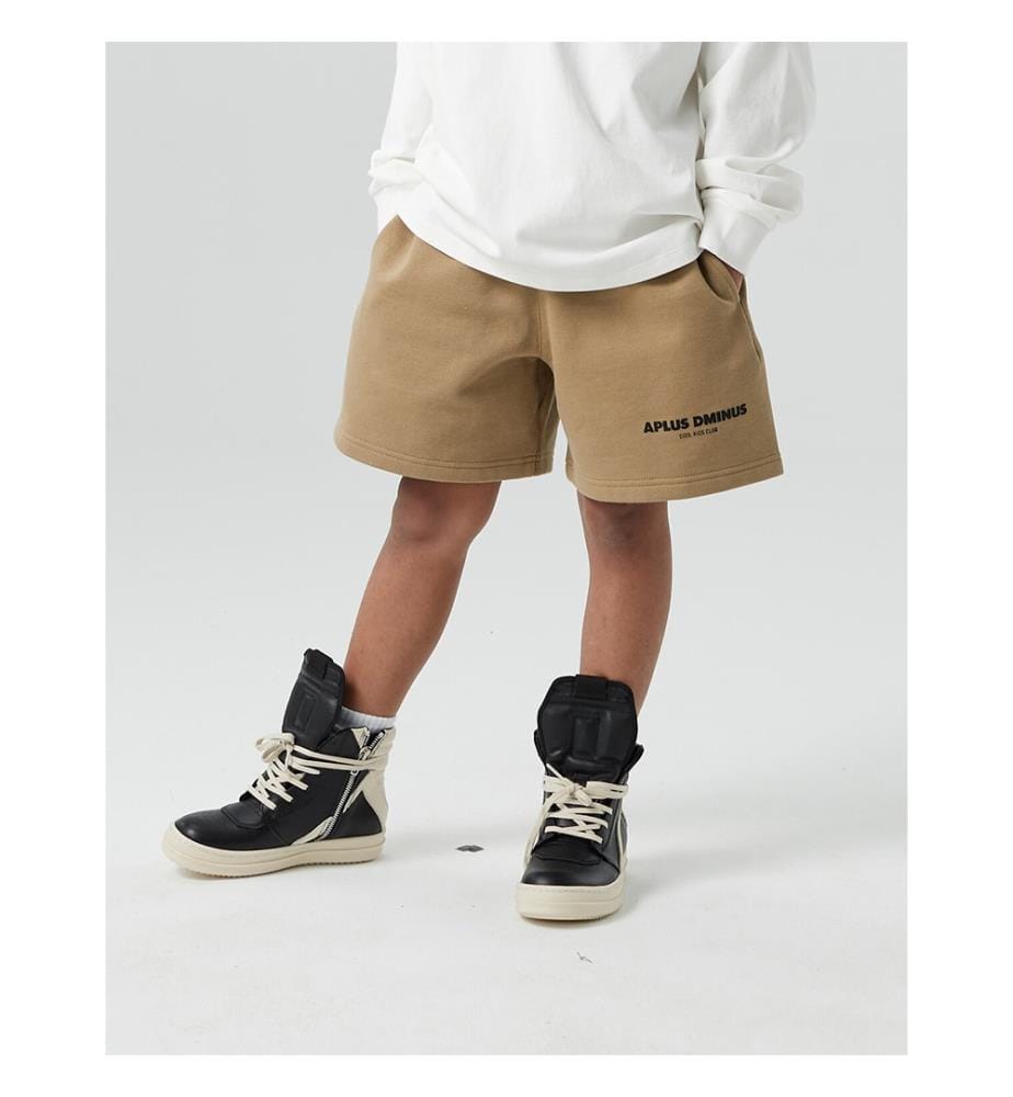 Fleece-Shorts mit Kordelzug und gestapeltem Logo – Khaki