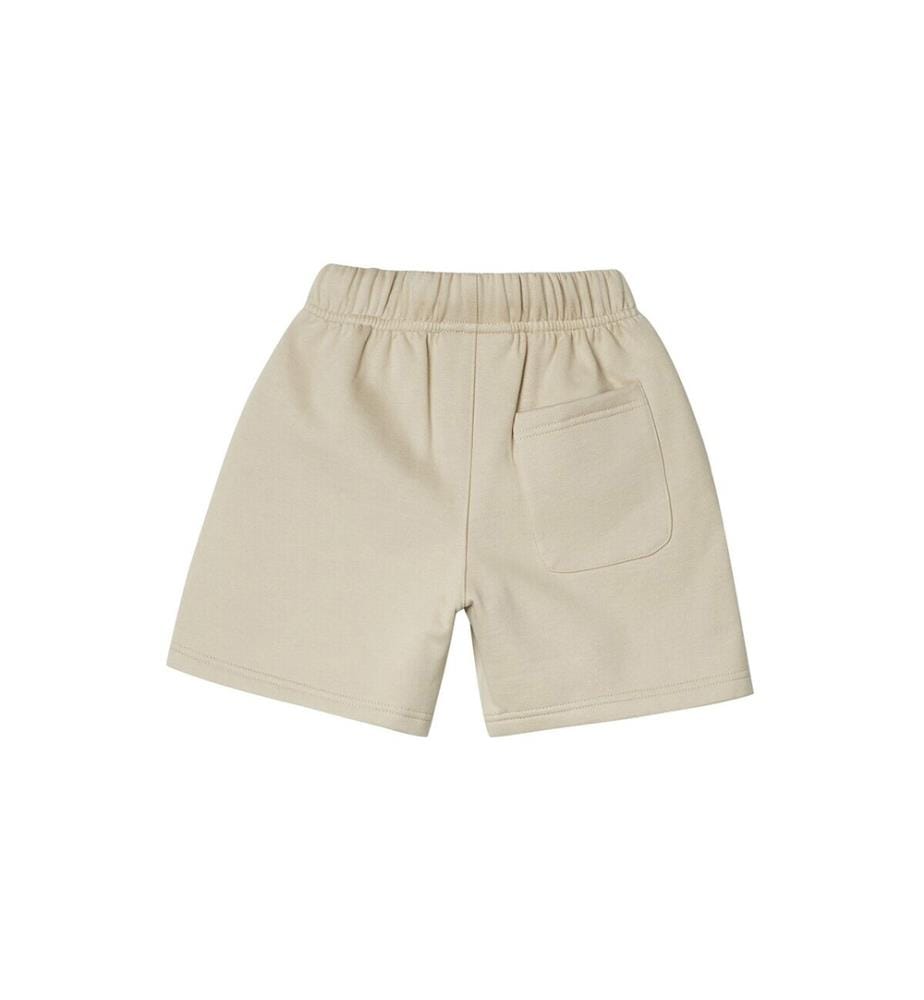 Fleece-Shorts mit Kordelzug und gestapeltem Logo – Sand