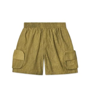 PAPER Crinkle-Cargo-Shorts – Oliv