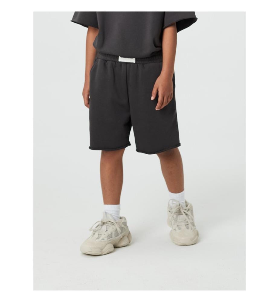 Pantaloncini Bermuda con orlo arrotolato effetto consumato - Nero