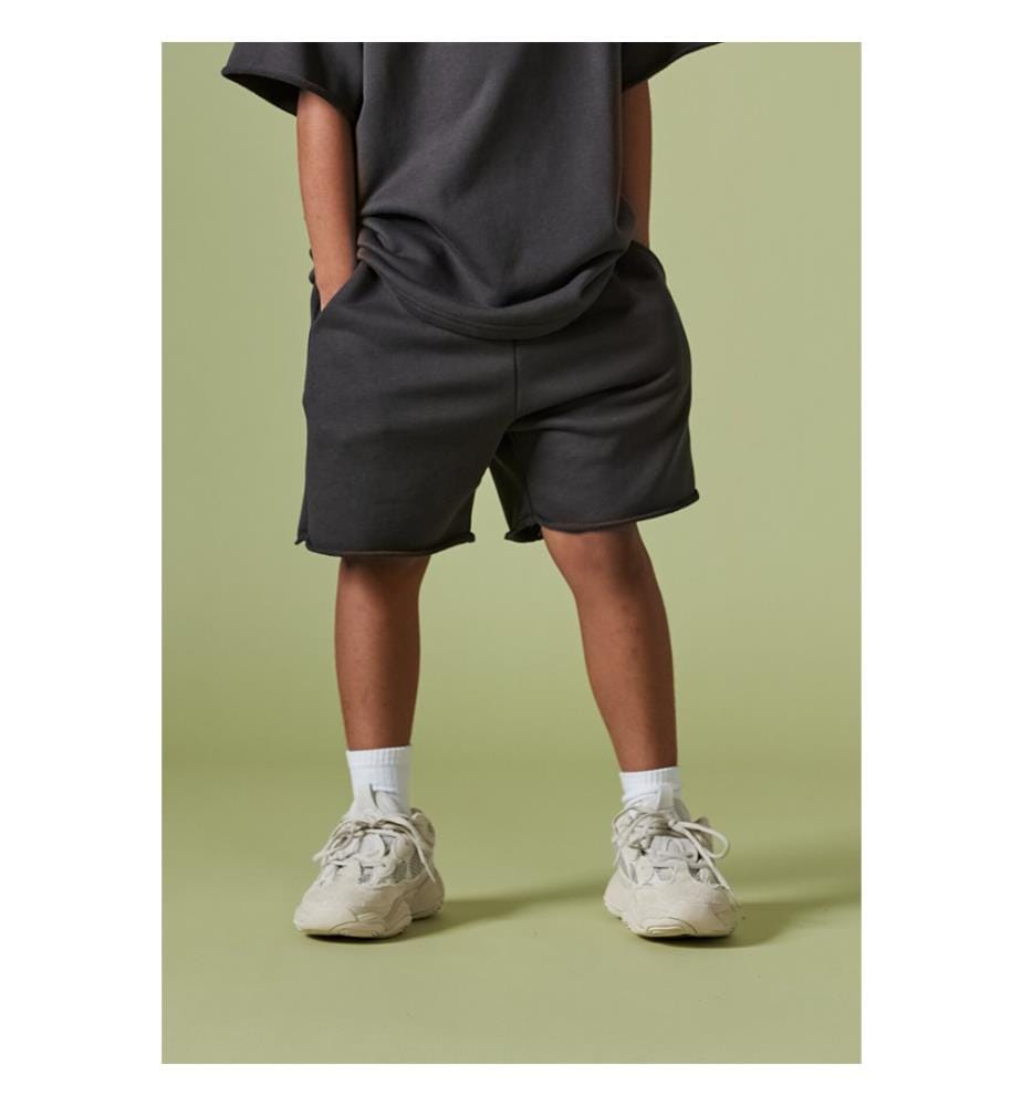 Pantaloncini Bermuda con orlo arrotolato effetto consumato - Nero