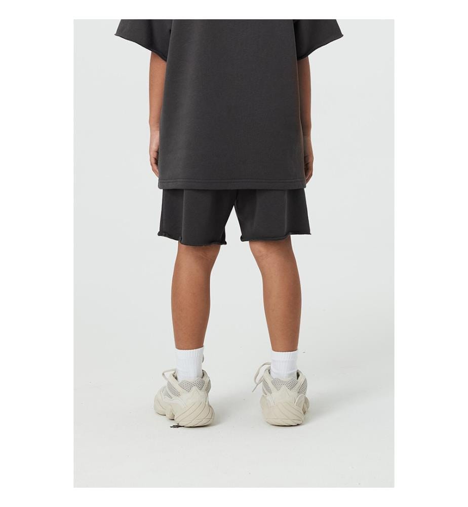 Pantaloncini Bermuda con orlo arrotolato effetto consumato - Nero