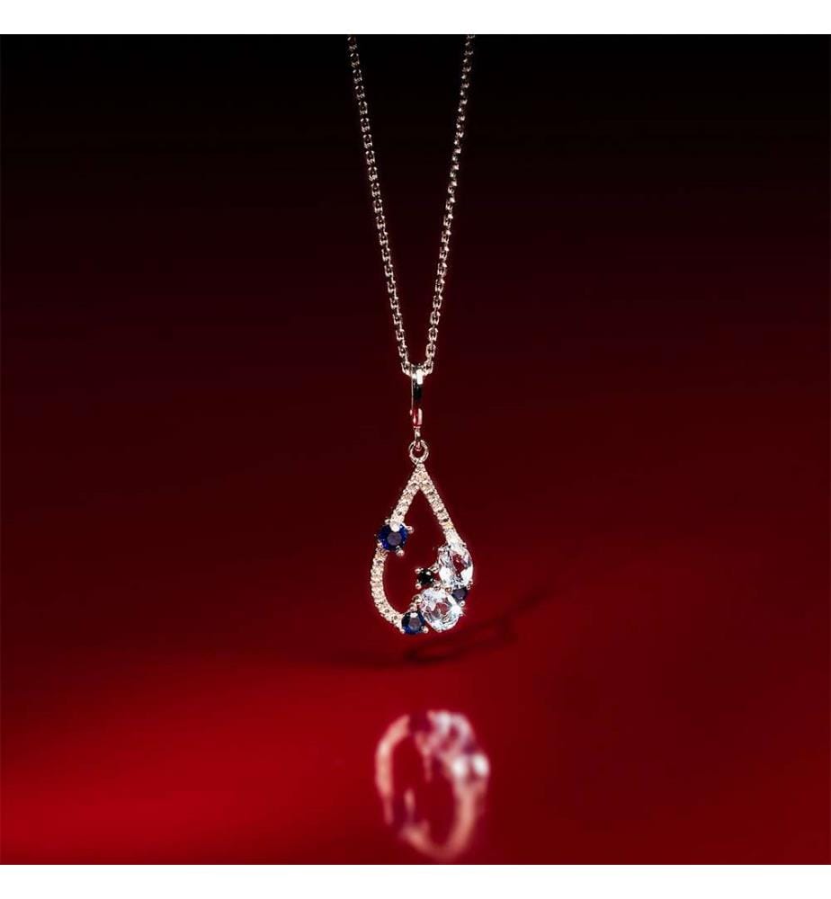 Pendentif Saphir Elixir - Or Blanc 375/1000