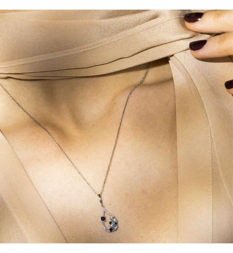 Pendentif Saphir Elixir - Or Blanc 375/1000