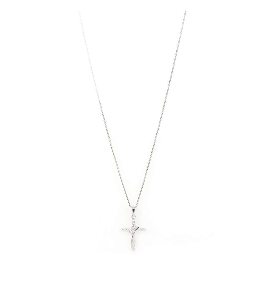 Pendentif Ma croix torsadée - Or Blanc 375/1000