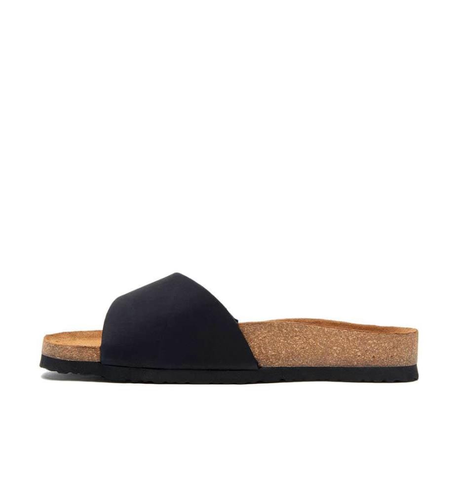 Ledersandalen mit anatomisch geformtem Korkfussbett - Schwarz-Nubuk