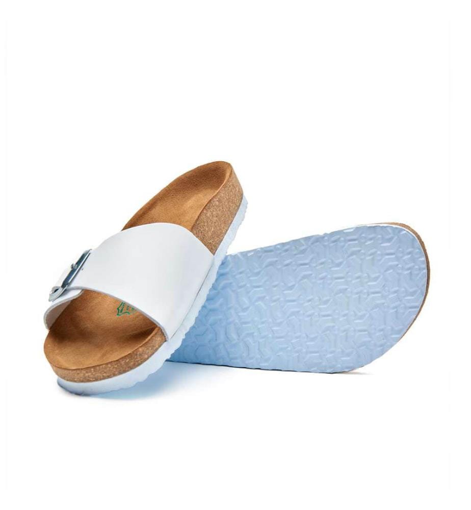 Ledersandalen mit anatomisch geformtem Korkfussbett - Weiss