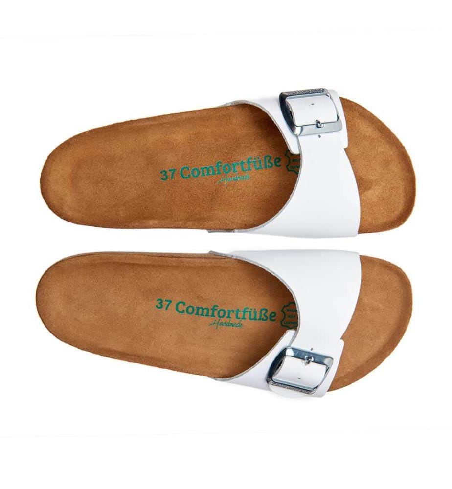 Ledersandalen mit anatomisch geformtem Korkfussbett - Weiss