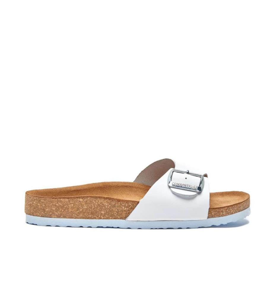 Ledersandalen mit anatomisch geformtem Korkfussbett - Weiss