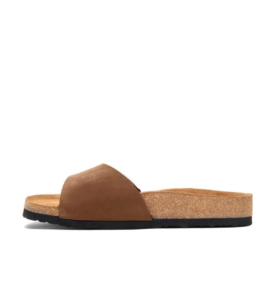 Ledersandalen mit anatomisch geformtem Korkfussbett - Sand-Nubuk