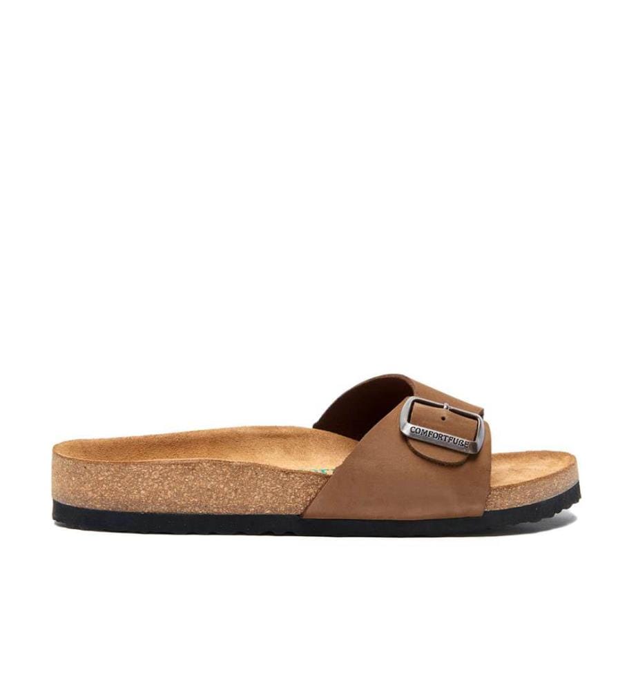 Ledersandalen mit anatomisch geformtem Korkfussbett - Sand-Nubuk