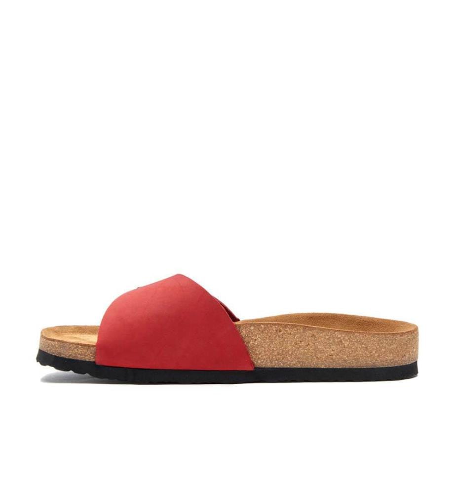 Ledersandalen mit anatomisch geformtem Korkfussbett - Rot-Nubuk