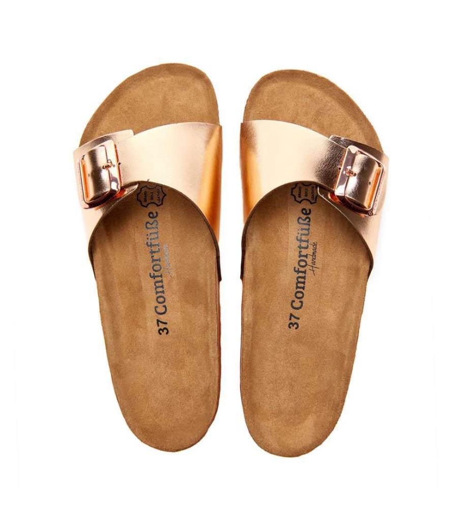 Ledersandalen mit anatomisch geformtem Korkfussbett - Rose