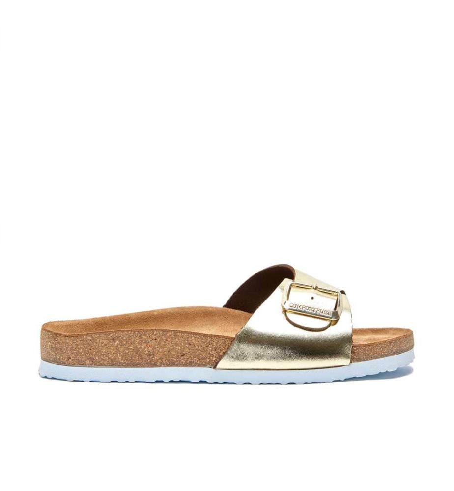 Ledersandalen mit anatomisch geformtem Korkfussbett - Gold