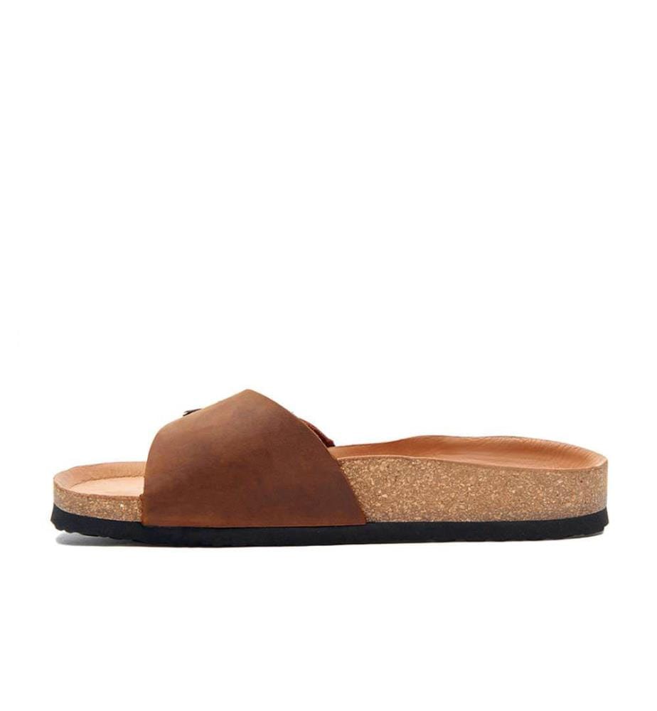 Ledersandalen mit anatomisch geformtem Korkfussbett - Braun-Crazy