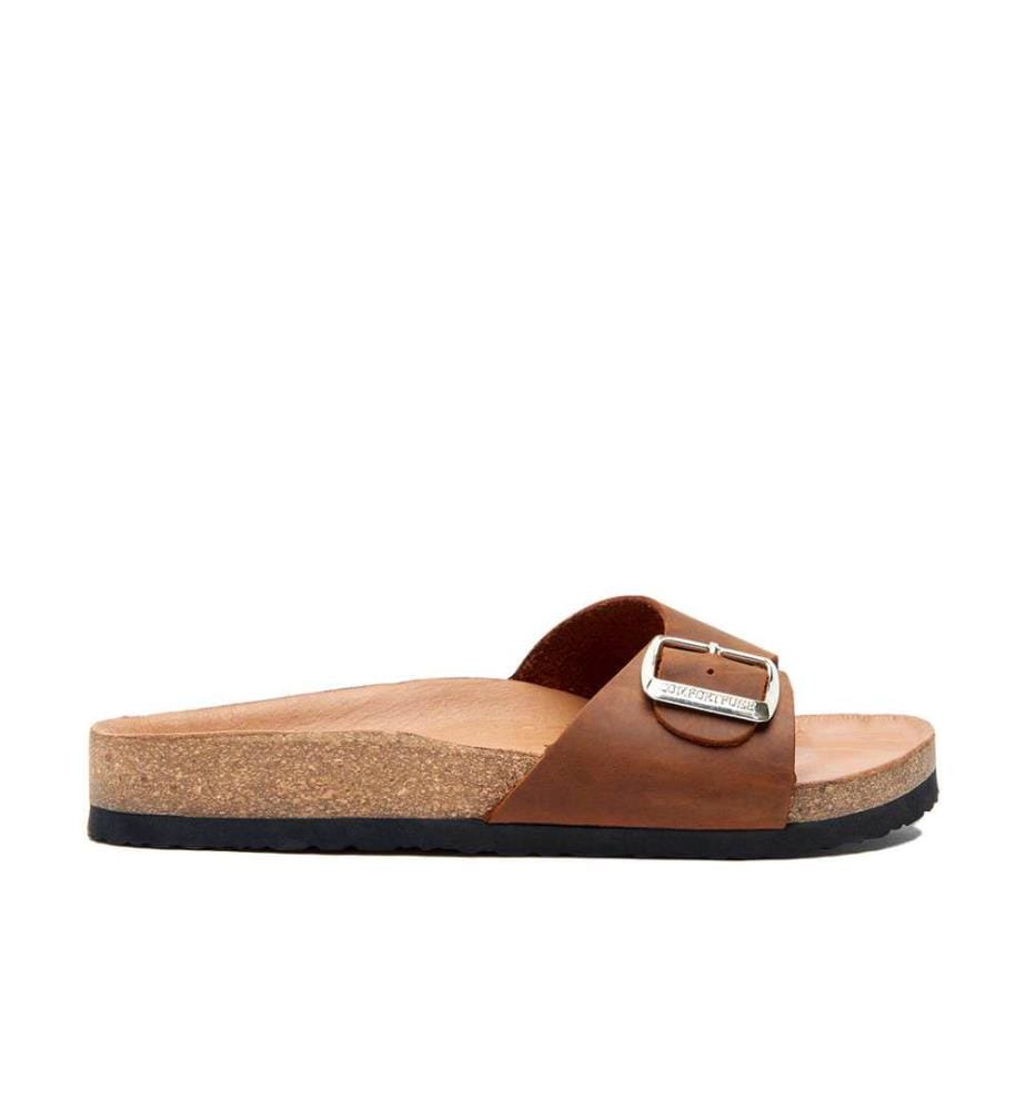 Ledersandalen mit anatomisch geformtem Korkfussbett - Braun-Crazy