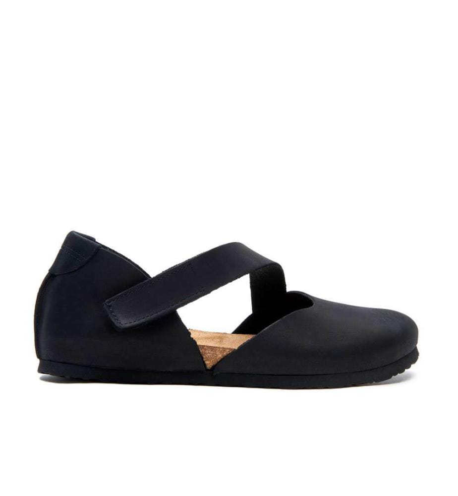 Lederflats mit Korkfussbett - Schwarz-Nubuk