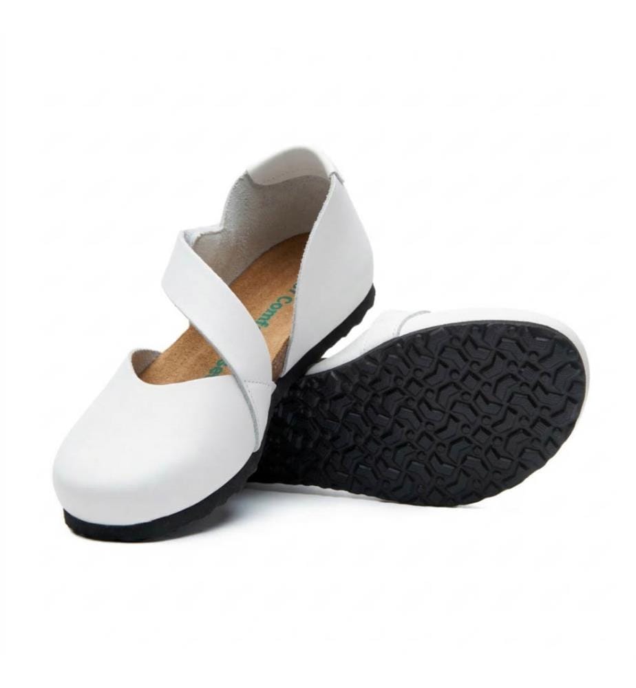 Lederschuhe mit anatomisch geformtem Korkfussbett - Weiss