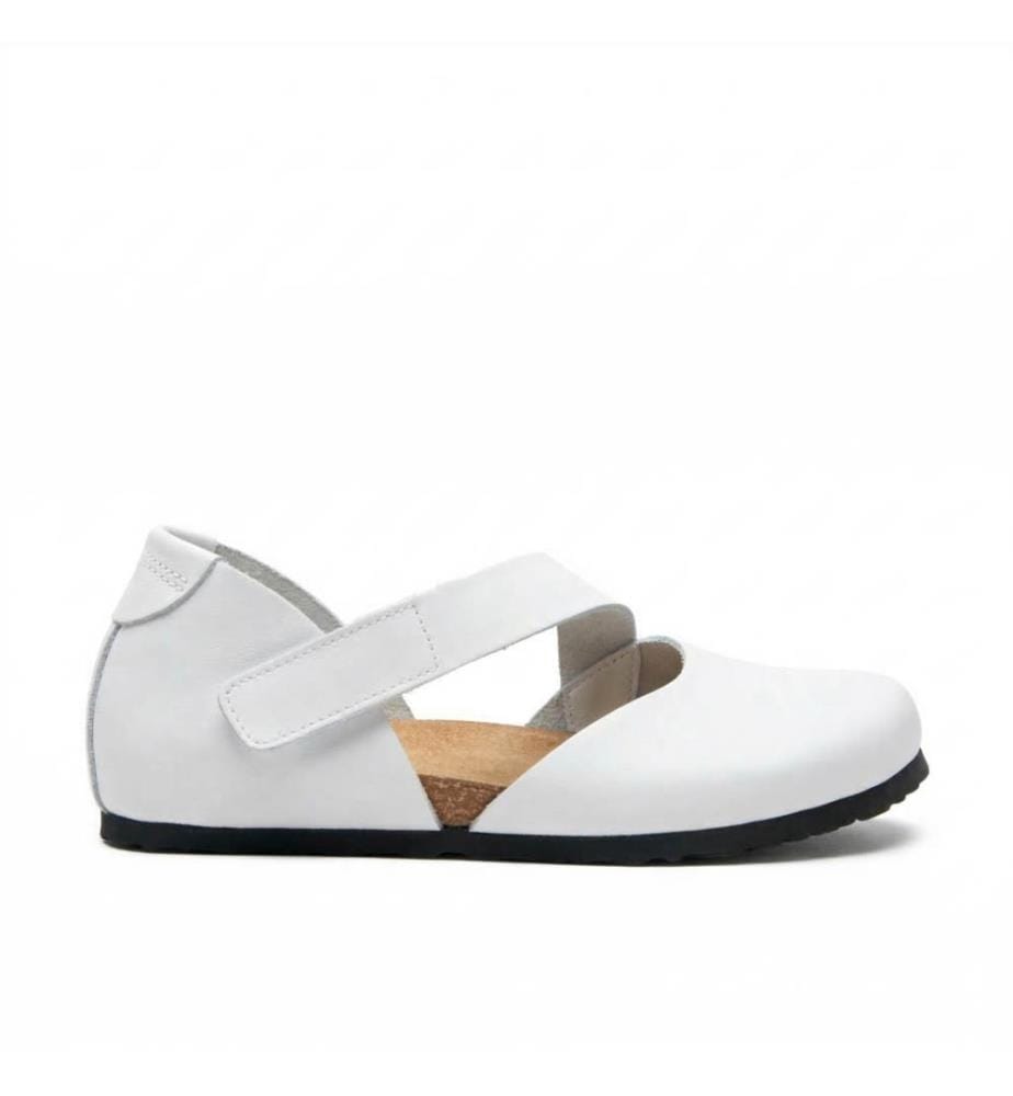 Lederschuhe mit anatomisch geformtem Korkfussbett - Weiss