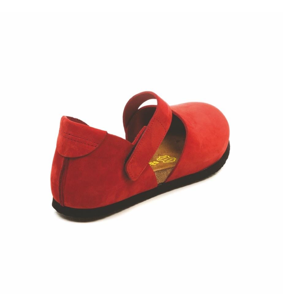 Flache Lederschuhe mit Korkfussbett - Rot