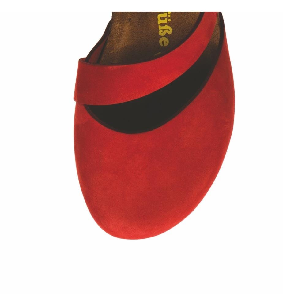 Flache Lederschuhe mit Korkfussbett - Rot