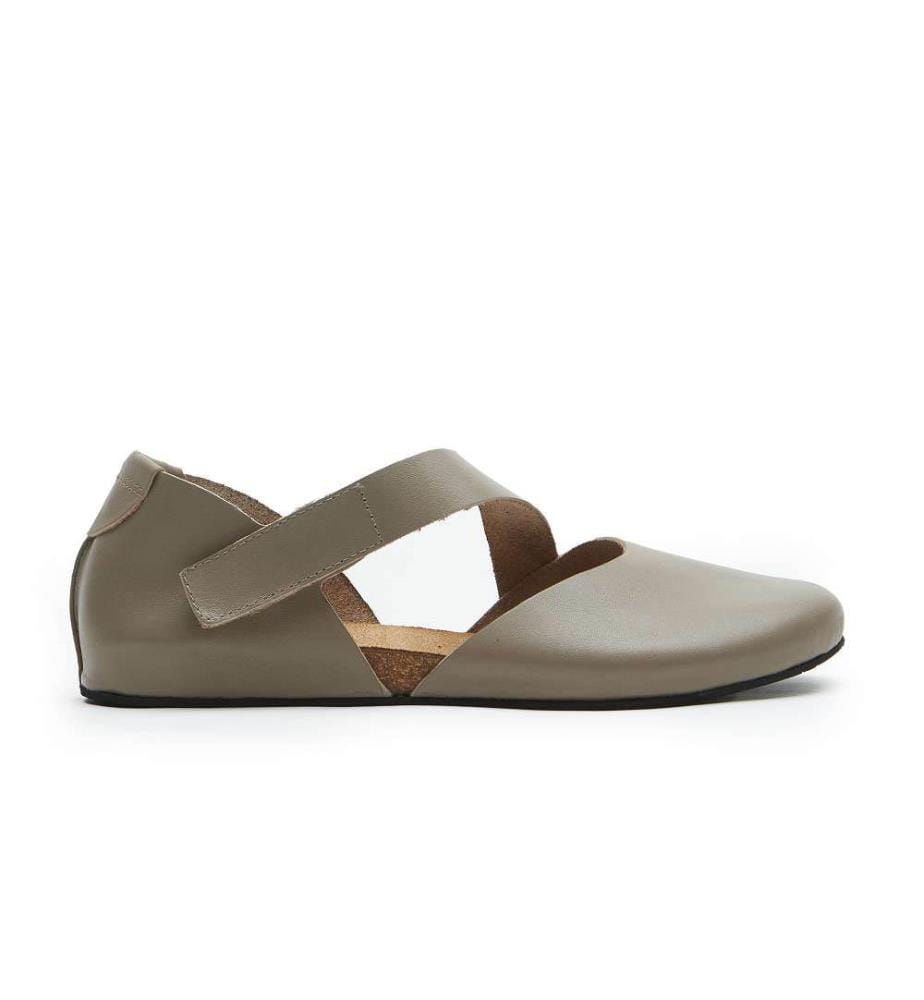 Leder Flats mit Korkfussbett - Nerz
