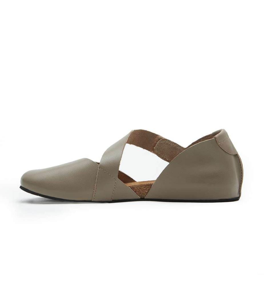 Leder Flats mit Korkfussbett - Nerz